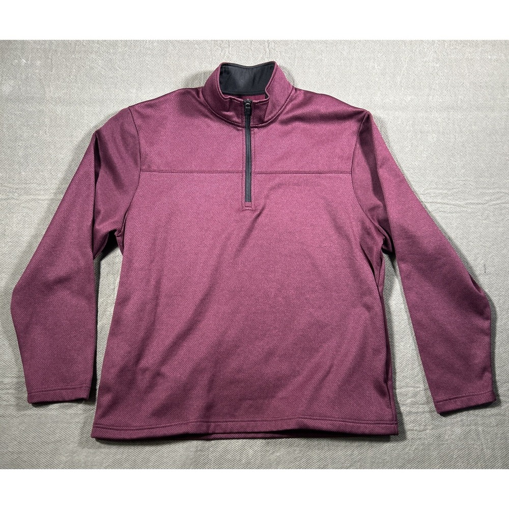 PGA Tour Men's 1/4 Zip Long Sleeve Shirt Large Red Pullover